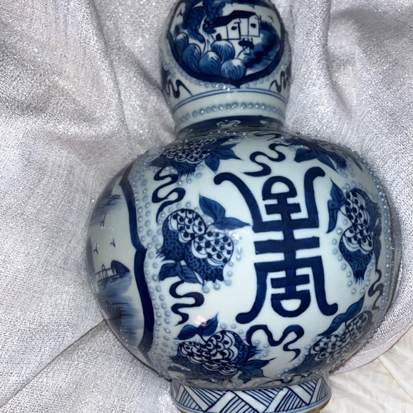 Vintage blue white double Gourd vase - Picture 3 of 8